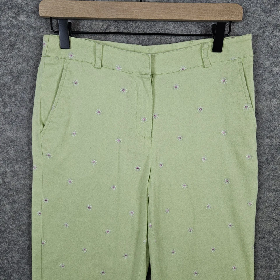 Pantalones Capri Briggs New York Talla 6P Verde Bordado Flores BOTÓN INTERIOR SUELTO Foto 2 de 4