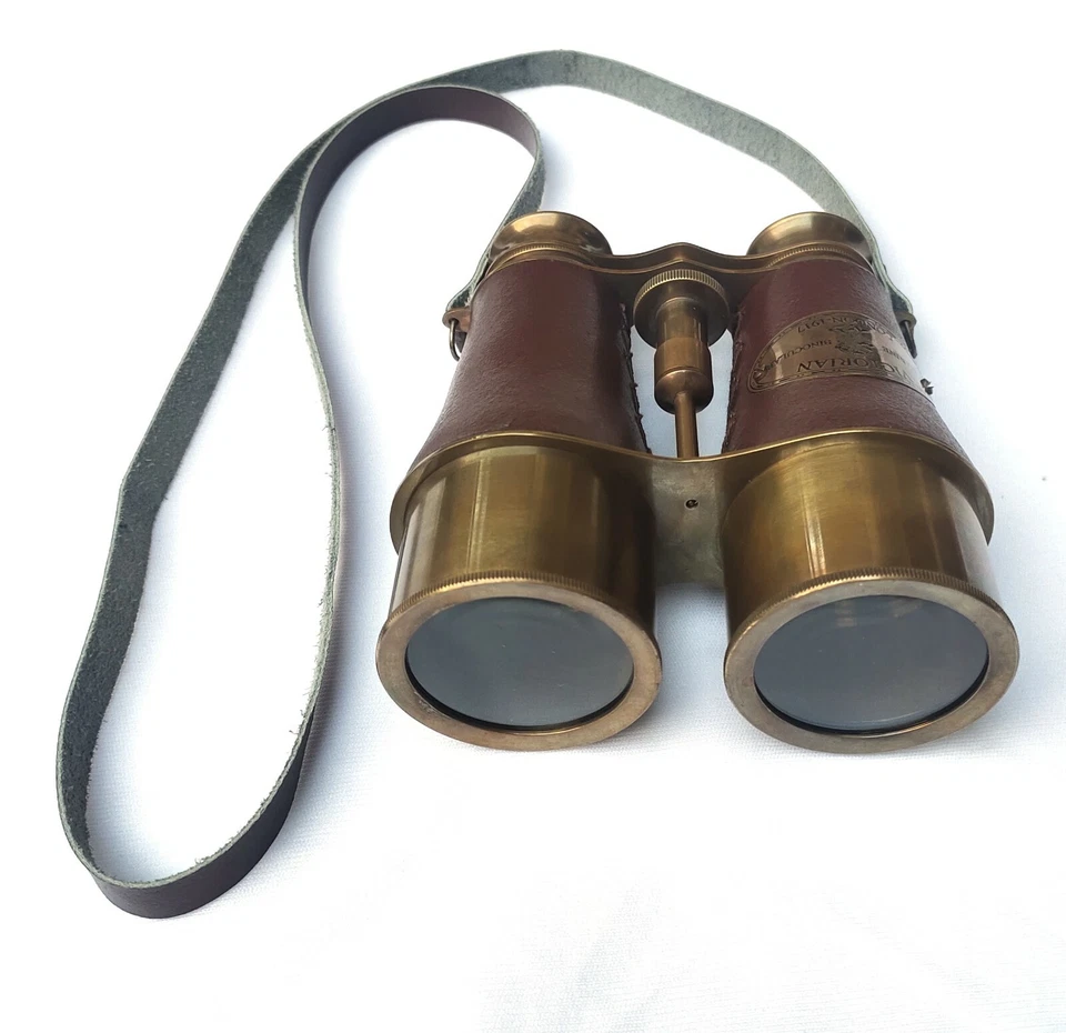 SIFAAT WORLD 6" Antique Solid Brass Brown Leather Binoculars, Cyber Monday Gift - Image 4 of 4