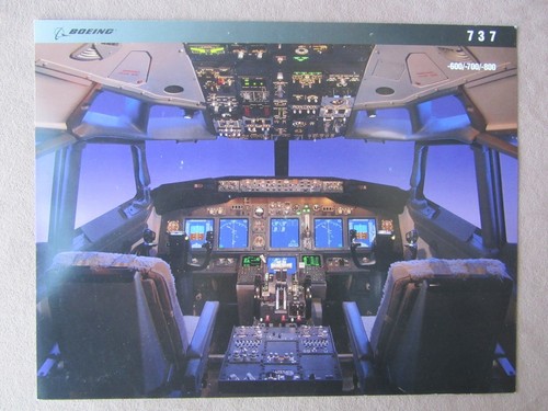 Vtg 1997 Boeing 737 NEXT GEN Cockpit Instruments Photo Picture &Data Card Sheet