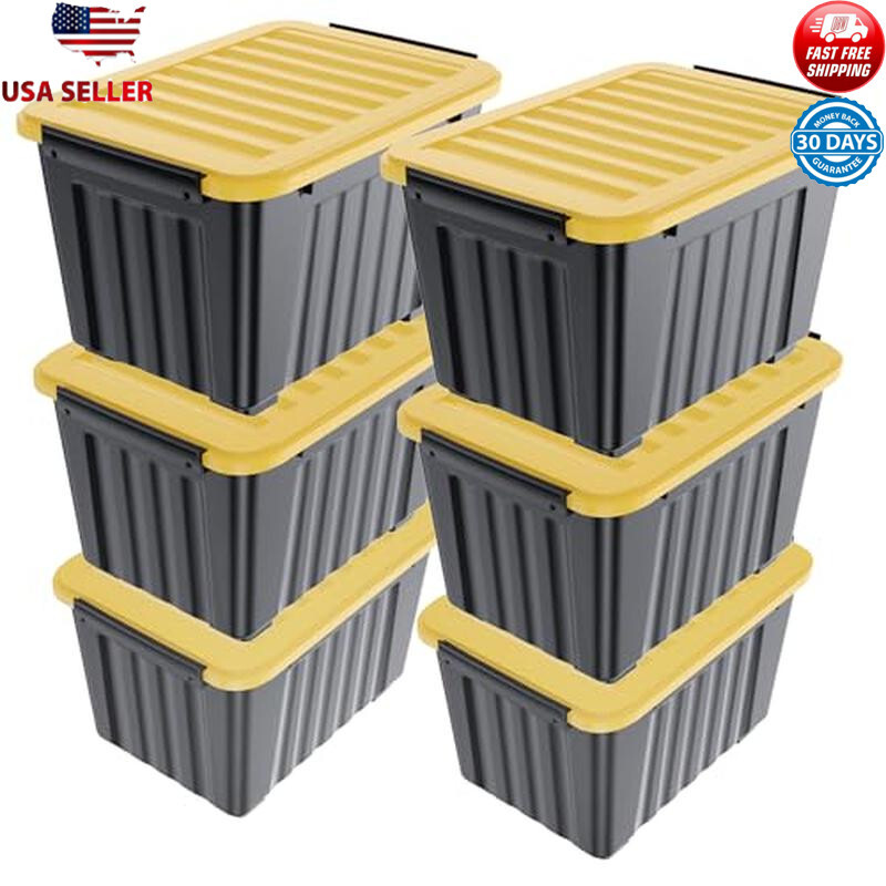 72QT Stackable Storage Bins W/ Secure Latching Buckles Nestable Organizer New