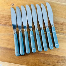 Washington Forge MARDI GRAS 8 Dinner Knives Williamsburg Blue Stainless Flatware