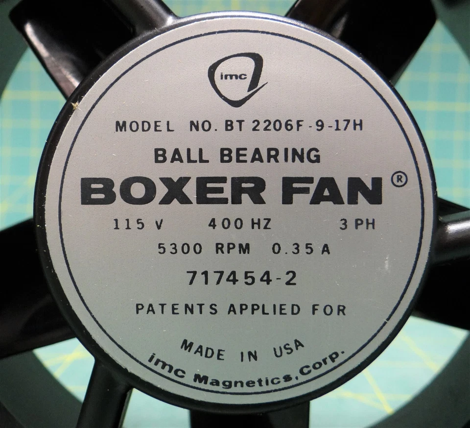 Ventilador boxer IMC BT2206F9-17H MS3112E8-4P 5300 rpm PN 717454-2 NSN 4140-00-242-0902 Foto 3 de 4