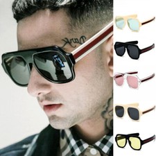 MEN FASHION DESIGNER SHADES SUNGLASSES OVERSIZED MIAMI STYLE SQUARE BLACK LENS
