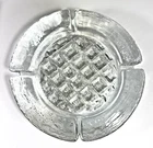 VTG Blenko Ashtray Hand Made Glass Clear Heavy 8 1/2" Round Waffle Bottom 4977