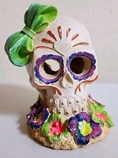 Fish Aquarium Ornament Day of The Dead Skull Polyresin 4" Landscape