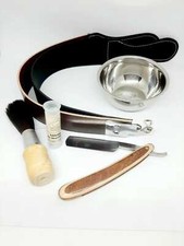 Profi Rasiermesser 5er Set,Puma Streichriemenpaste,Lederriemen,Pinsel,Schale DE