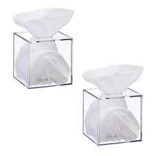 Beiyier 2 Pack Clear Acrylic Tissue Box Organizer 4.7x4.7x5.5" Bathroom Bedroom