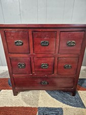 Solid Wood 7 Drawer Cabinet Storage Unit Chest Cupboard Dark Red Finish
