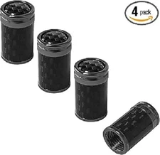 4 PCS Car Tire Valve Stem Caps, Leakproof Auto Rim Wheel Carbon Fiber, Black