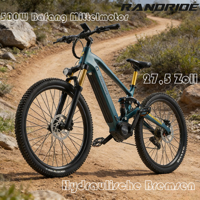 RANDRIDE MX500 Elektro-Mountainbike 500W Bafang Mittelmotor 48V15Ah Samsung Akku