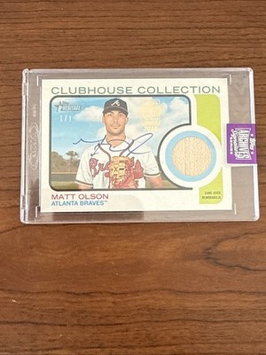 Matt Olson Auto Relic 2022 Topps Heritage Clubhouse Braves Game Used Patch 1/1!