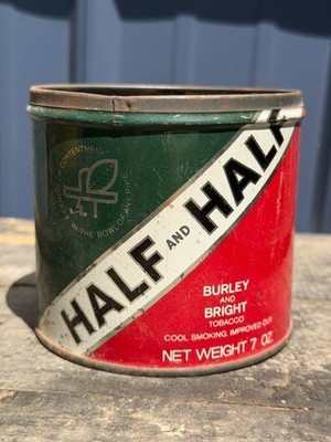 Vintage Half and Half Pipe Tobacco Tin 7 oz Burley Bright Advertising Can