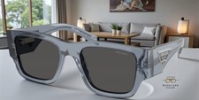 PRADA PR 10ZS 17T08Z Transparent Ocean Dark Grey 54 mm Men's Sunglasses