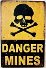 TIN SIGN 8x12 Danger Mines Skull Crossbones Funny Kill Die Explode Bomb DD2