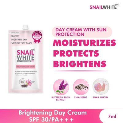 SNAIL WHITE Day Cream Whitening ANTI-POLLUTION SPF30/PA+++ 7ml x 6 pcs