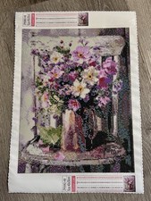 Diamond Painting Finished Completed 3D Wall Art 13x20  Floral Flower Vase