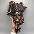 Veronese Venice Pirate Mask Huge Statue Figure Polystone Bronze Home Decor 31 cm