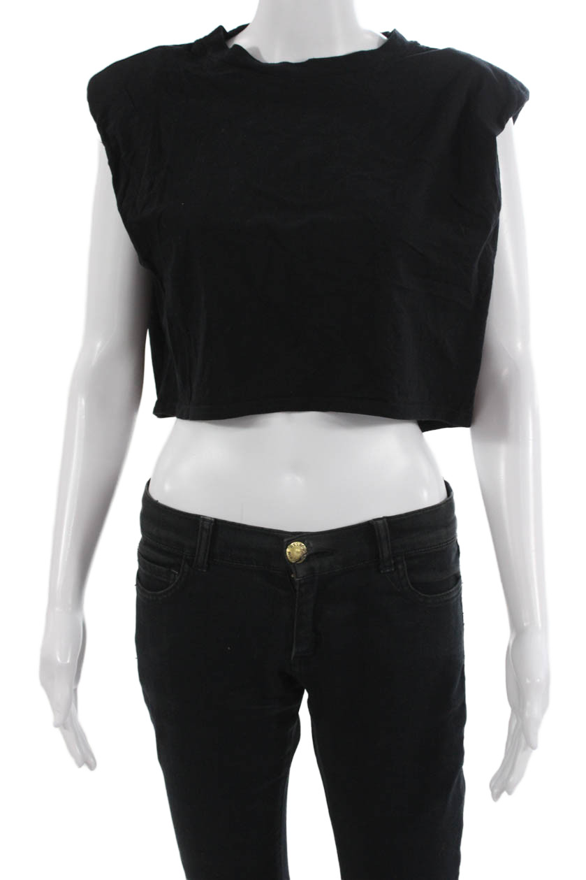 Babaton Women Cropped Basic Black Sleeveless Crew… - image 1