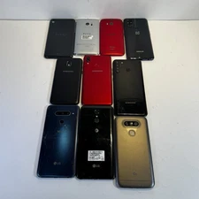 Lot of 10 - Samsung HTC OnePlus LG SmartPhones [FOR PARTS] - (AL6:1)