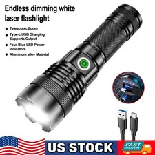 30W LEP Flashlight Super Bright Torch Hunting White Light Built-in Battery NEW