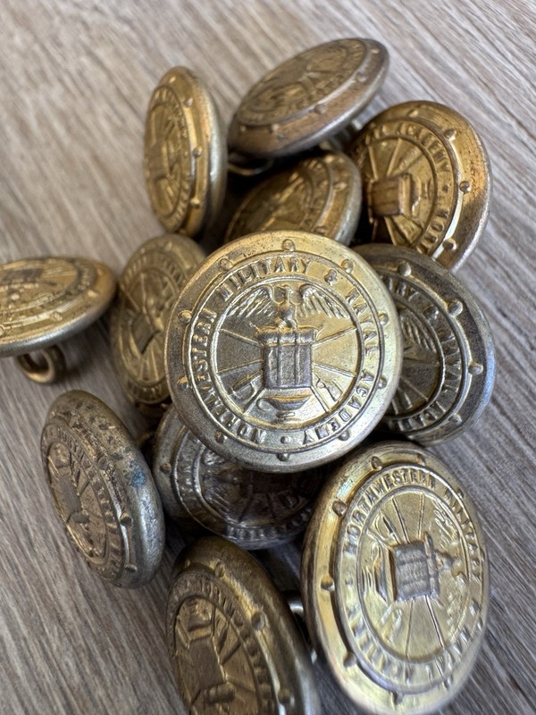 Vintage Northwestern Military Academy Buttons Uniform Lake Geneva WI NWMA 12pcs