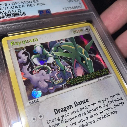 2005 POKEMON EX EMERALD #9 RAYQUAZA-REVERSE FOIL PSA 4- POP 19 🐉
