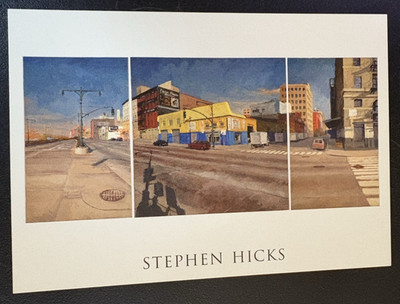 art postcard Stephen Hicks paintings 2006 George Billis gallery invitation NYC