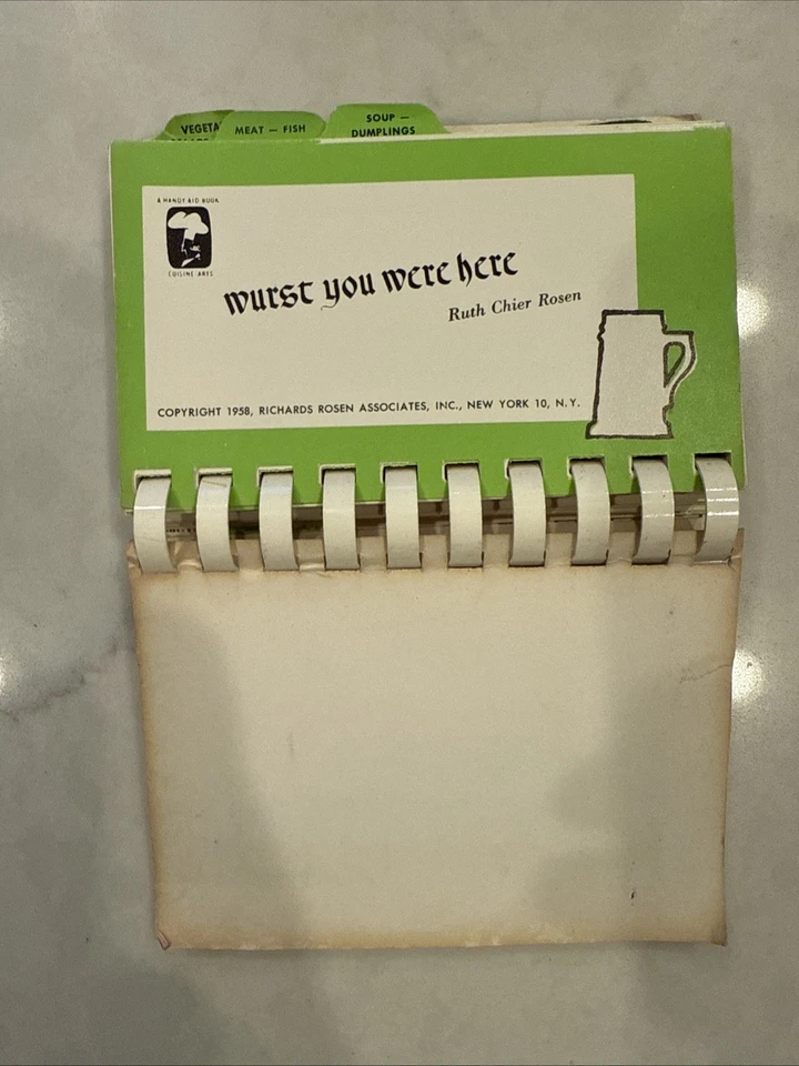 Wurst You Were Here 1958 Ruth Chier Rosen Vintage German Cookbook RARE! - Image 2 of 4