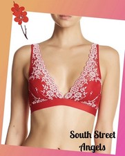 WACOAL 852191 TANGO RED / CORAL WIRE FREE EMBRACE LACE BRALETTE 38 38C