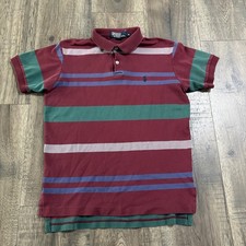Polo Ralph Lauren Striped Polo Kids Medium Burgundy Green Good Made in USA