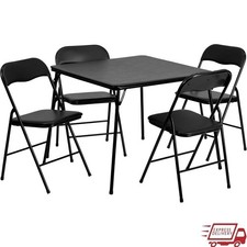 5 Piece Folding Table  Chairs Set Portable Seating Events Gatherings Games New
