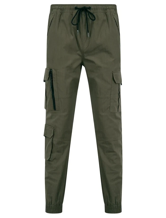 Tokyo Laundry Stretch Cotton Blend Elastic Waist Cargo Trousers - Green - Image 4 of 4