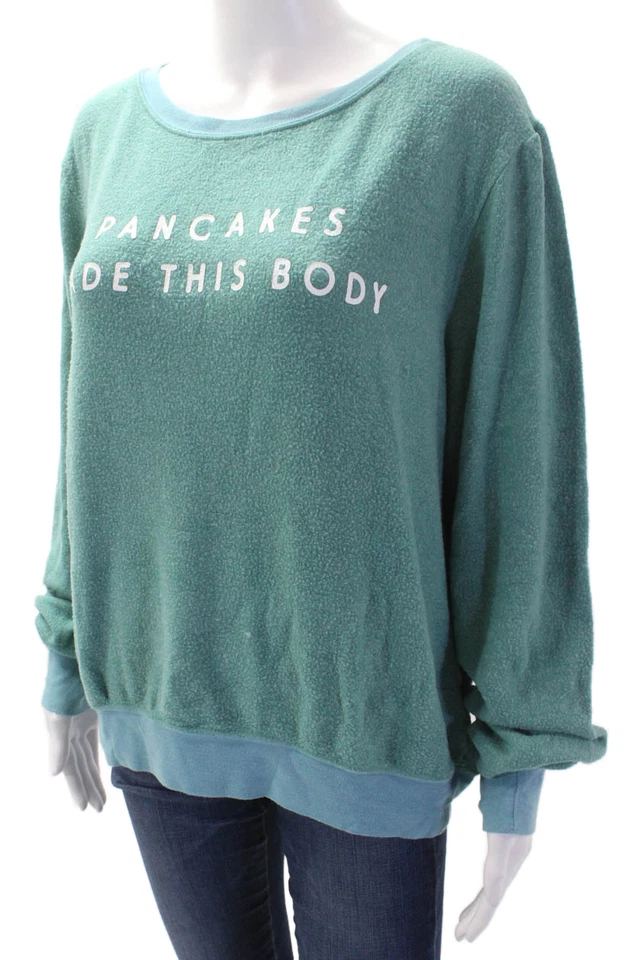 Sudadera Pullover Wildfox Mujer Verde Gráfico Divertido Talla M Foto 2 de 4