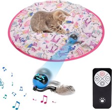 Cat Toy Mat with Moving Toy Under, Remote Control Hide and Seek