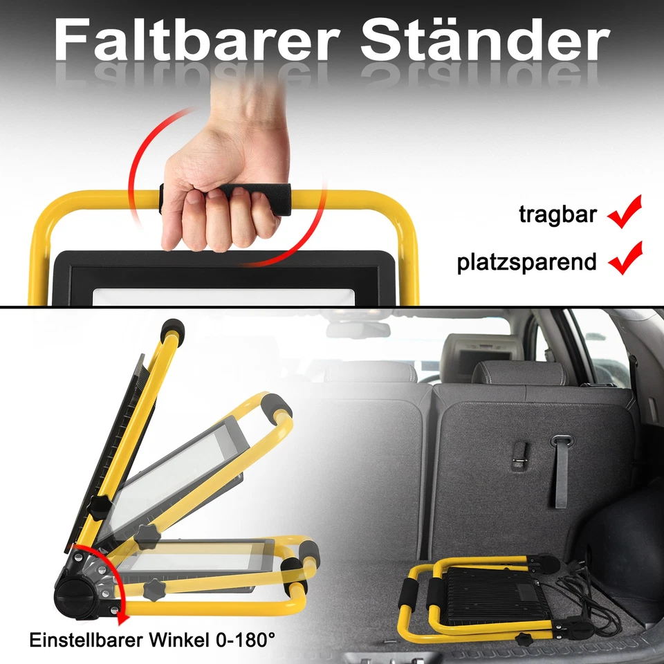 100W 200W Fluter LED Flutlicht Scheinwerfer Baustrahler mit Stativ und Stecker - Bild 3 von 4