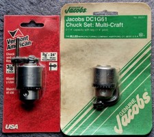 Jacobs Multi-Craft 1/4"  3/8" Capacity Keyed Chucks 3/8-24 Mount USA Made NOS