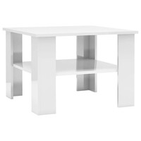 Tinkaro Couchtisch Hochglanz-Weiß 60×60×42 Cm Spanplatte