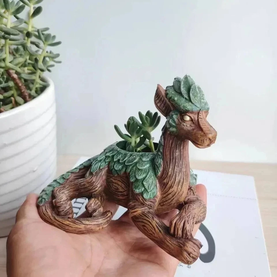 Creative Dragon Tree Planter Pot – Resin Succulent Planter Gift - Image 3 of 4