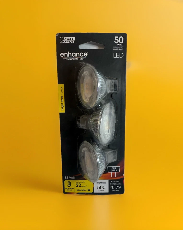 3-Pk Feit Electric LED Light Bulbs 50W 12V 500 Lumens EXN GU5.3 017801751093 - Image 3 of 4