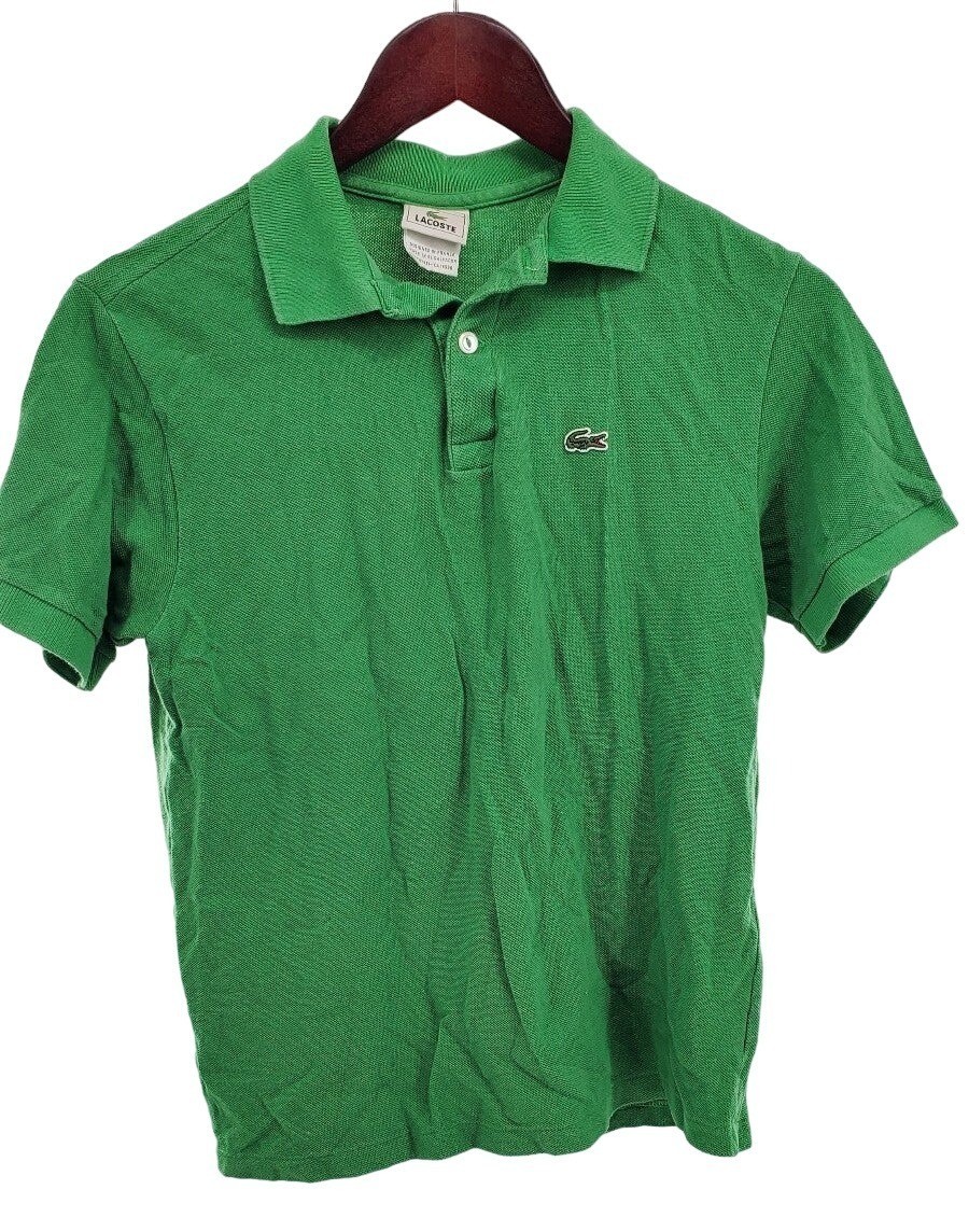 Lacoste 16 Polo Shirt Youth Kids Green Classic Short Sleeve Pique