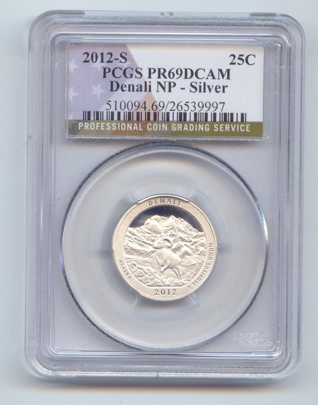2012-S Silver Proof Denali NP Quarter, Alaska, PCGS PR-69 DCAM
