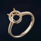 Oval Cut 8×6MM Natural Diamond Solitaire Halo Ring Setting Solid 14K Yellow Gold