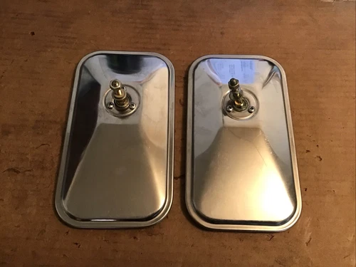 Vintage KD 4”1/2 X 8” Stainless Steel Mirror Heads New Pair Old Stock 
