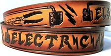 ELECTRICIAN TOOL SUPPLIES WIRE EQUIPMENT EMBOSSED COWHIDE LEATHER BELT USA MADE