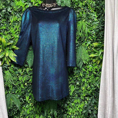 FREE PEOPLE Dress Women Small Blue Party Sparkly Cocktail Mini Boat Neck 1565 - Picture 12 of 17