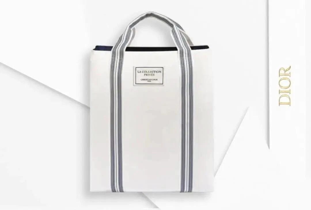 Sac fourre tout Maison Christian Dior DIORIVIERA toile blanche rayée nouveauté Japon neuf