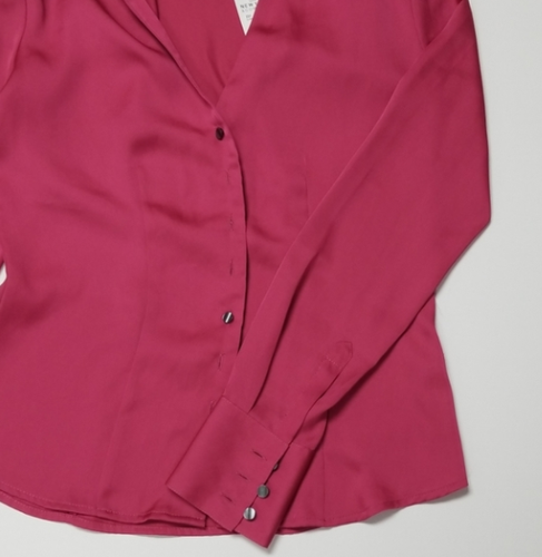 New york & Company Xsmall abito camicia abbottonata rosa scuro polsini business - Foto 8 di 12