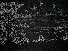 Tri Chem Deer / Elk in Sunset with Moon Velvet Picture 8842 Liquid Embroidery