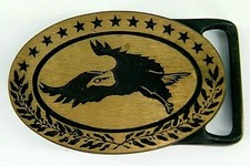 SiSKiYOU UNiTED STATES OF AMERiCA FLYiNG BALD EAGLE 3.5" BRASS BELT BUCKLE