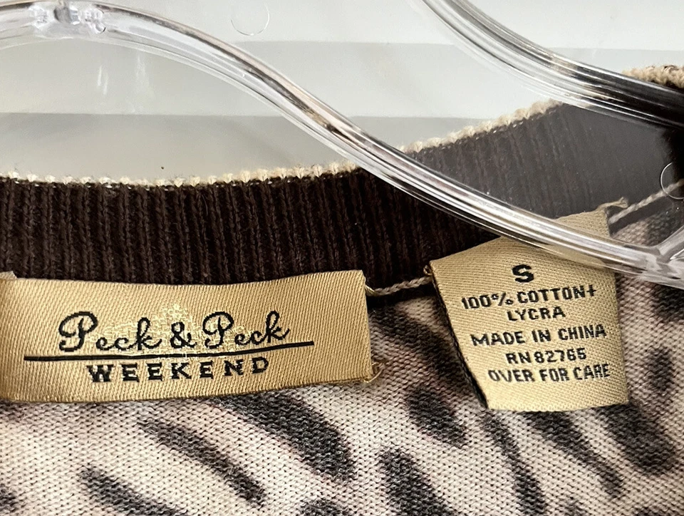 Suéter Peck and Peck Cárdigan Fin de Semana Botones Dorados Estampado Animal Talla S Apenas Wrn Foto 2 de 4